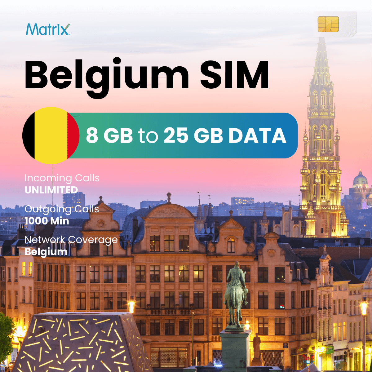 Buy Prepaid International SIM Card For Belgium at Matrix
