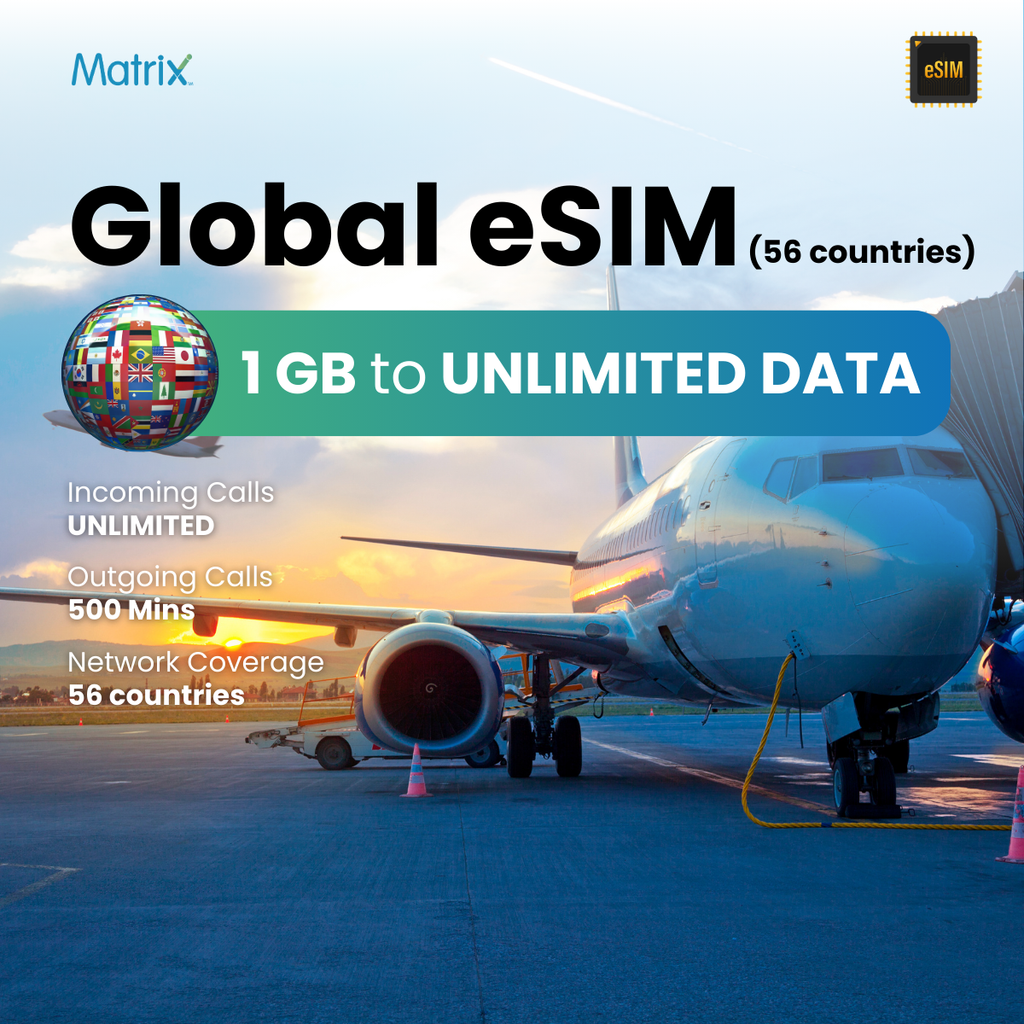 Global eSIM with 1GB to unlimited data, prepaid travel SIM with up to 1-year validity, instant activation, compatible with Android & iPhones