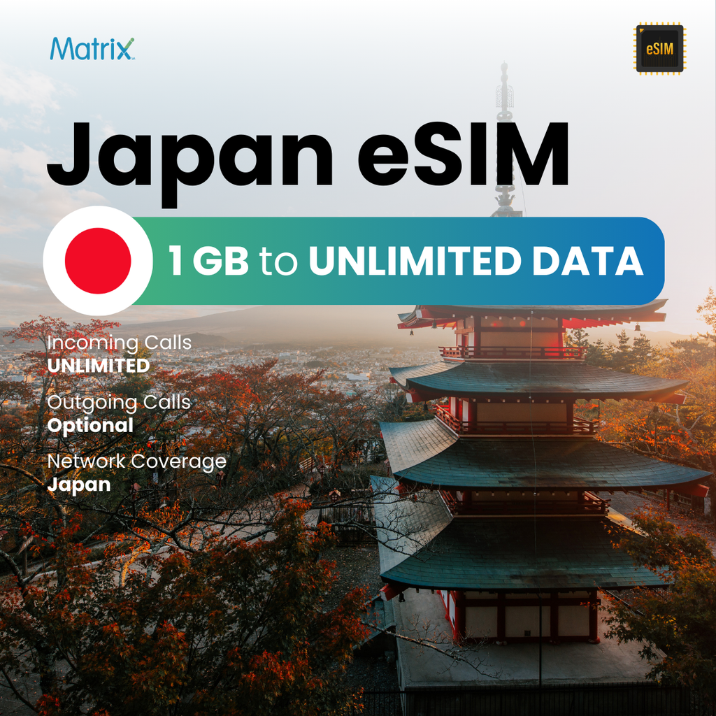 Japan eSIM with 1GB to unlimited data, affordable prepaid travel SIM, instant activation, compatible with Android and iPhones