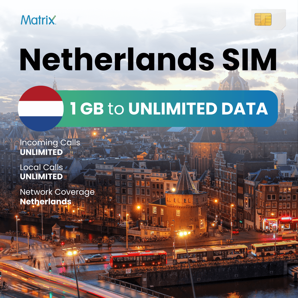 Buy Netherlands SIM Card For International Travel at Matrix