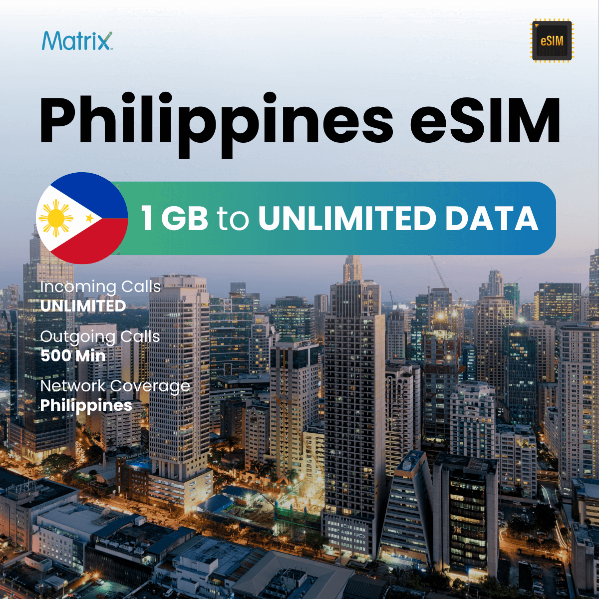 Buy Philippines eSIM | Unlimited Data Plans | High-Speed 4G/LTE - Matrix
