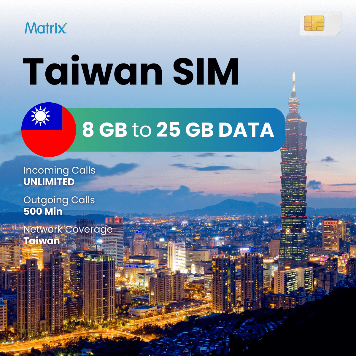 Buy Prepaid International SIM Card For Taiwan at Matrix