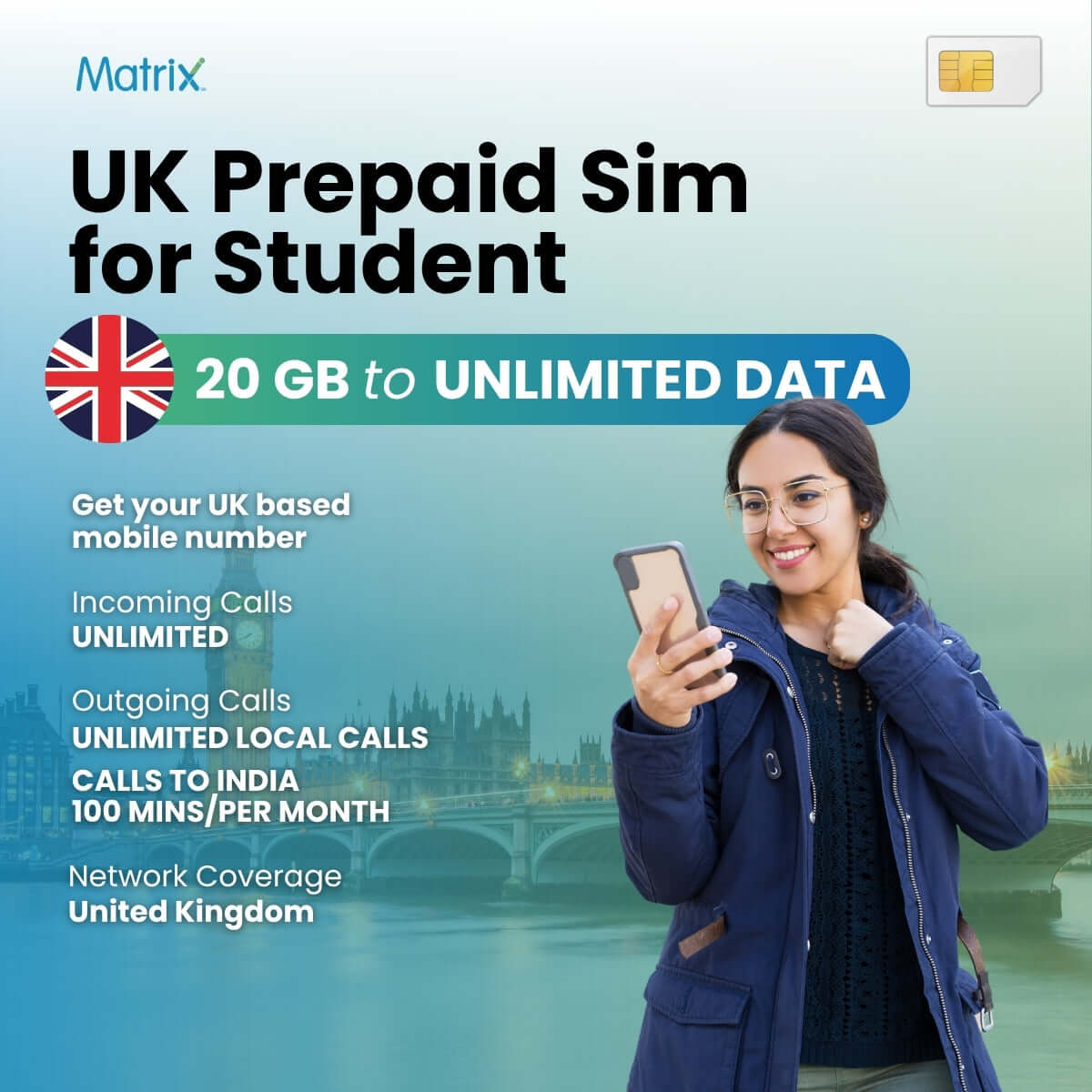 Buy UK Prepaid SIM Card for Students at Matrix