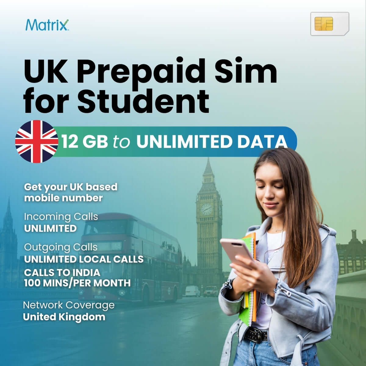 Buy UK Prepaid SIM Card for Students at Matrix